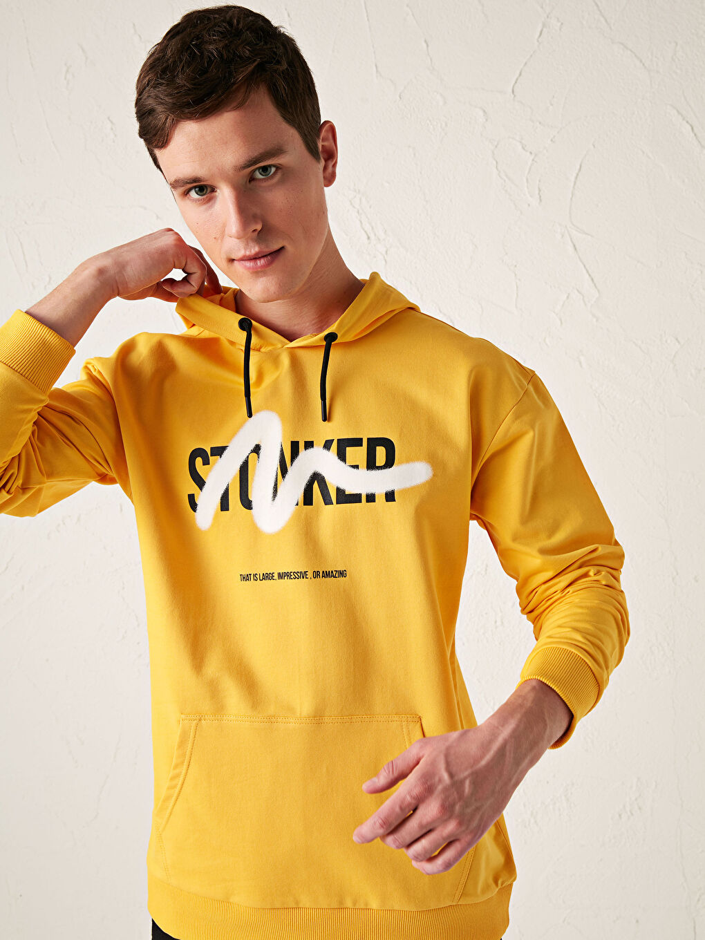 هودي مطبوع كم طويل للرجال-1