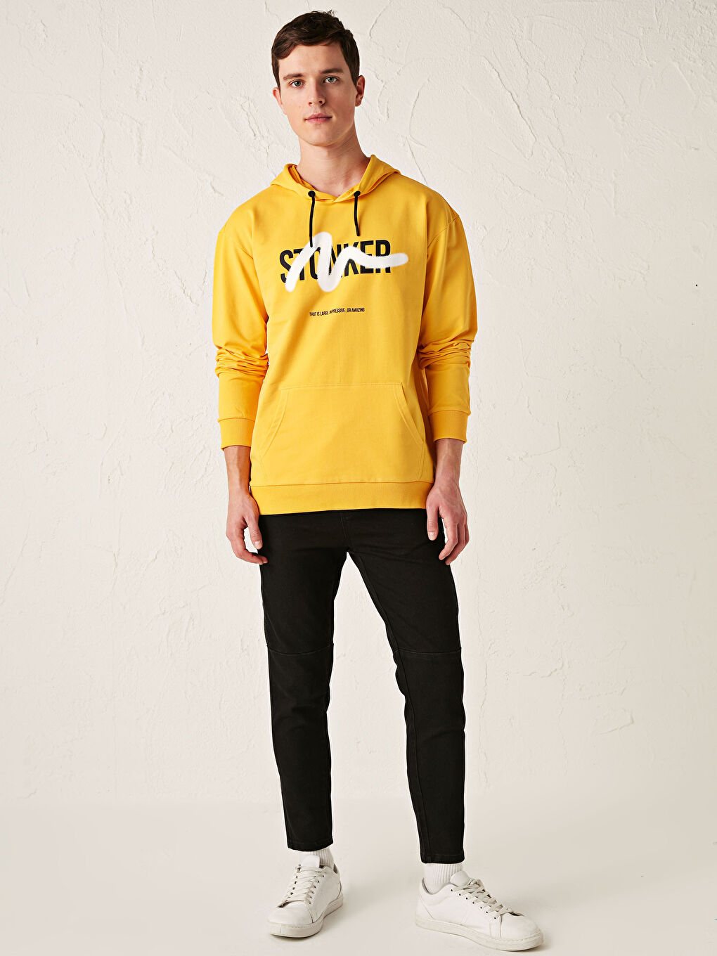 هودي مطبوع كم طويل للرجال-3