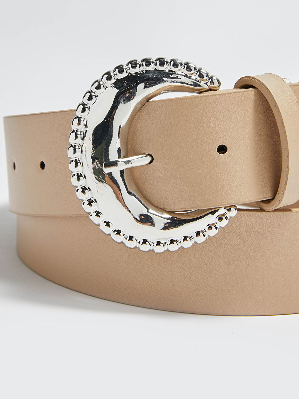 Bej Deri Görünümlü Kemer-1