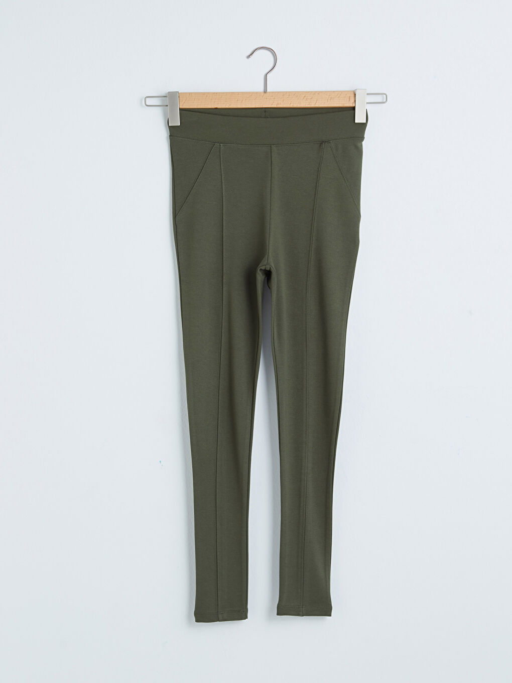 Elasticated Waist Plain Leggings-5