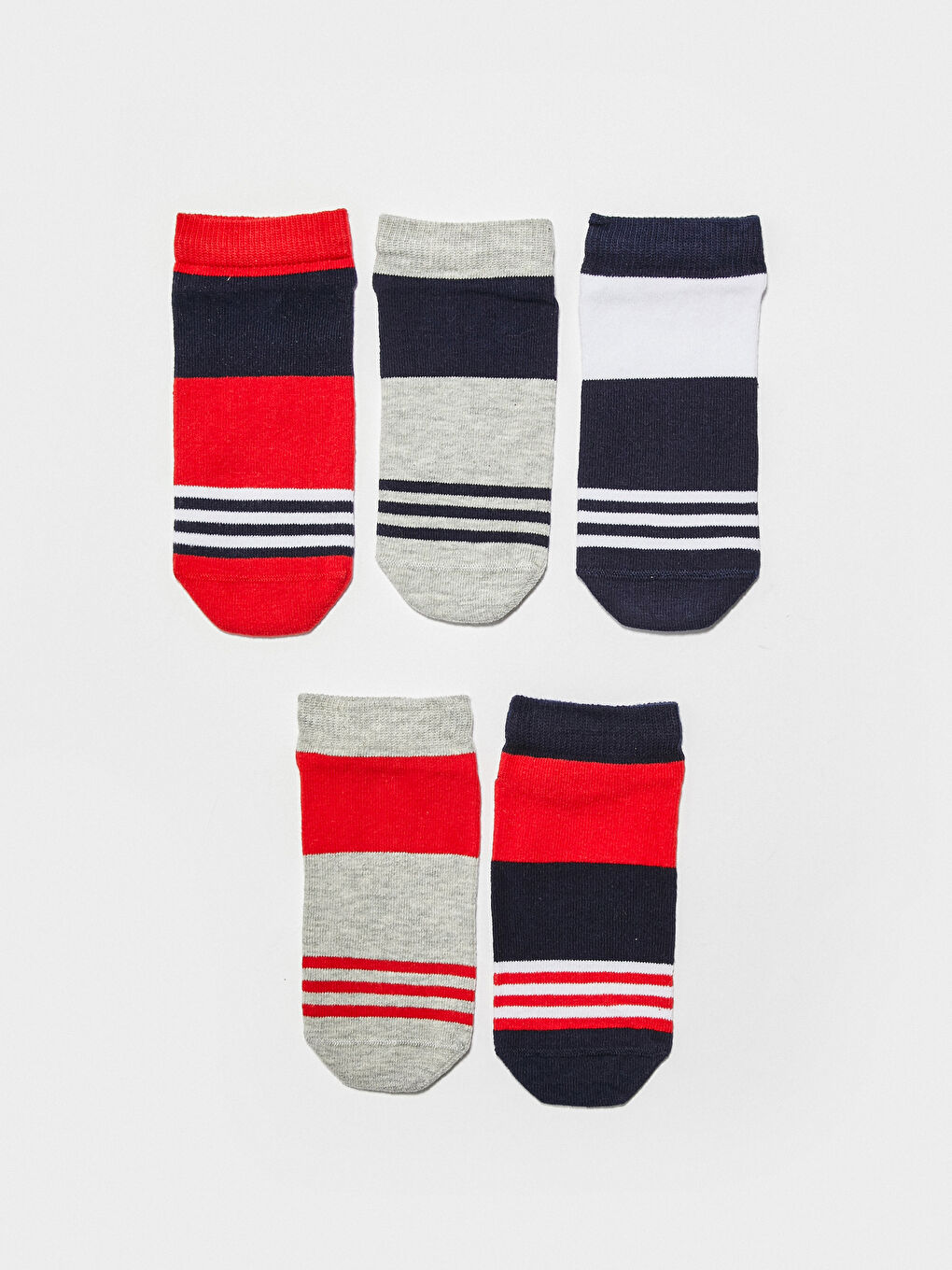 Karışık Çizgili Erkek Çocuk Patik Çorap 5'li