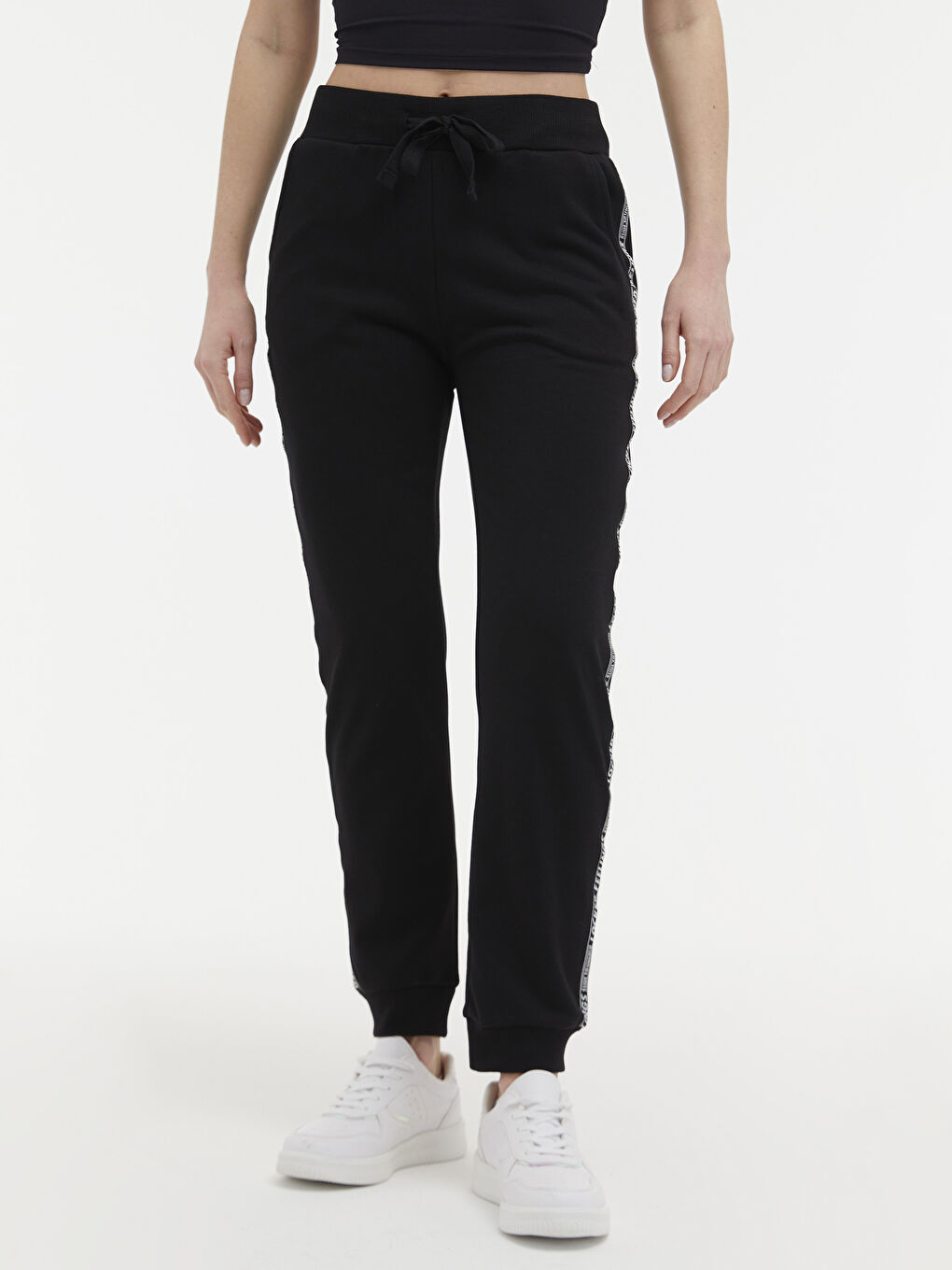 Women's Tracksuit Bottom With Elastic Waist Stripe Printed Slogan -S16179Z8-CVL