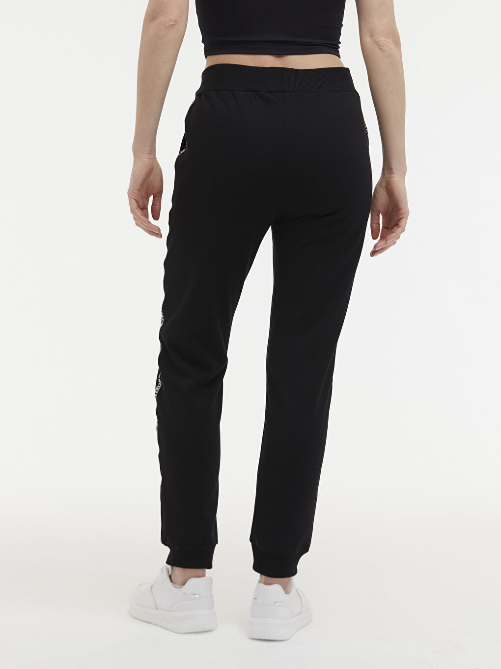 Women's Tracksuit Bottom With Elastic Waist Stripe Printed Slogan -S16179Z8-CVL
