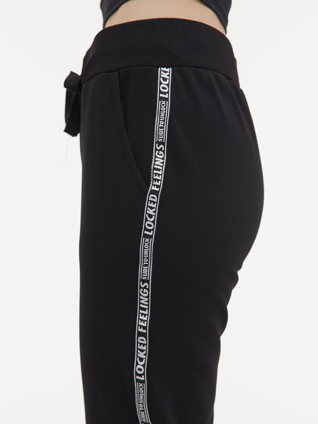 Women's Tracksuit Bottom With Elastic Waist Stripe Printed Slogan -S16179Z8-CVL