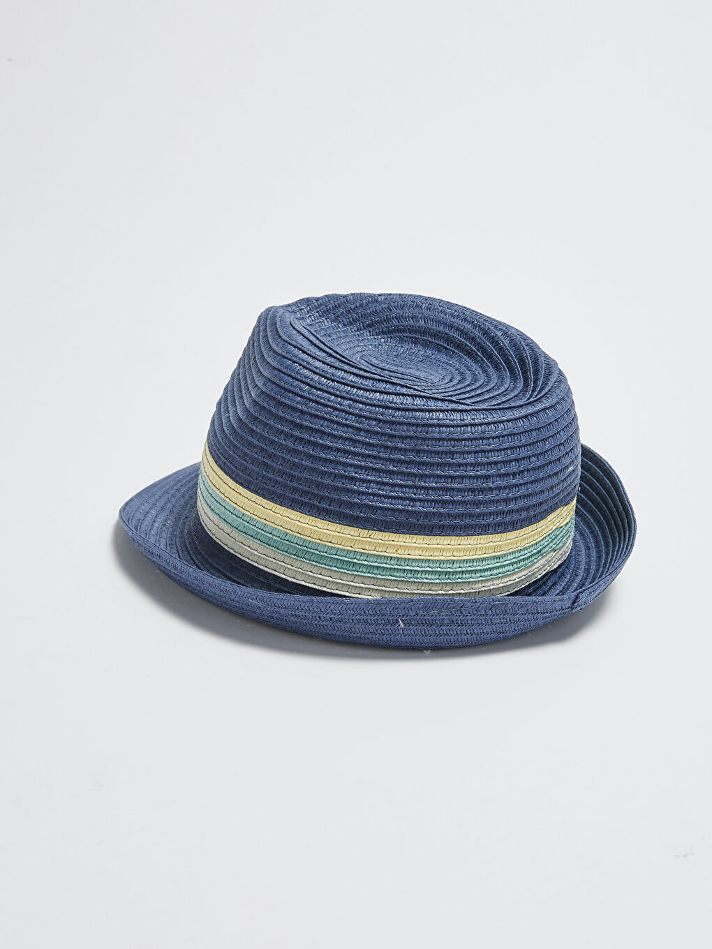 ზოლიანი დეტალით ჩალის ქუდი ბიჭებისთვის-1