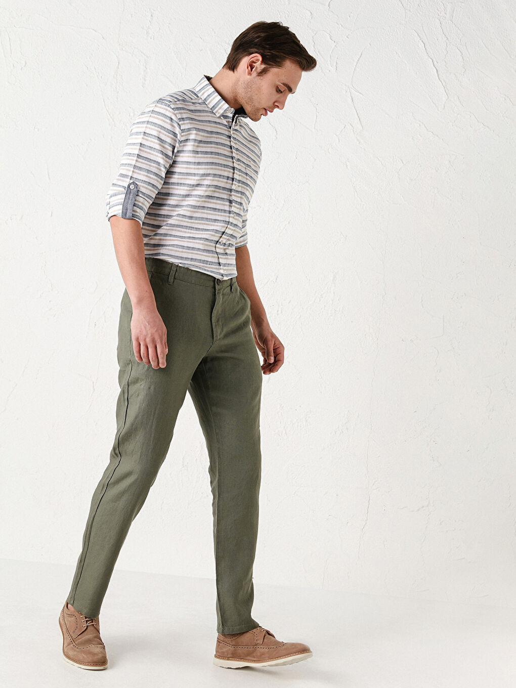 Haki Slim Fit Erkek Pantolon-1