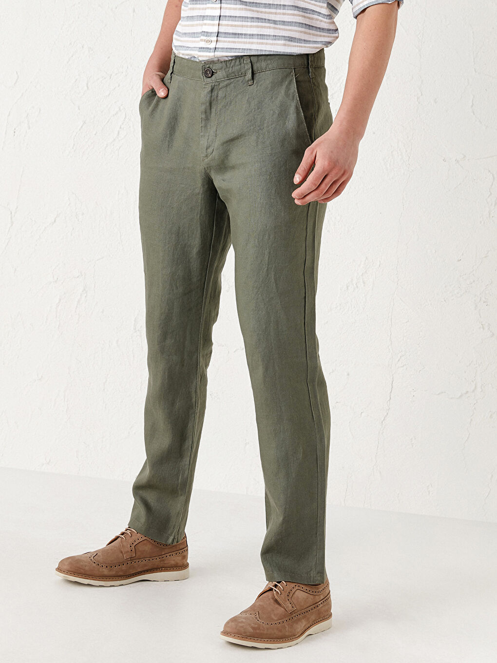 Haki Slim Fit Erkek Pantolon-2