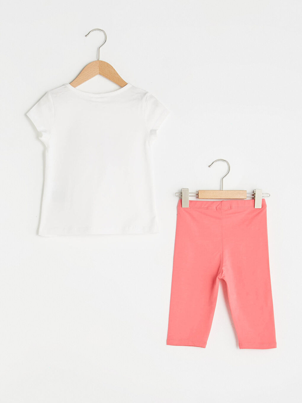 Crew Neck Short Sleeve Printed Cotton Baby Girl T-Shirt and Tights-1