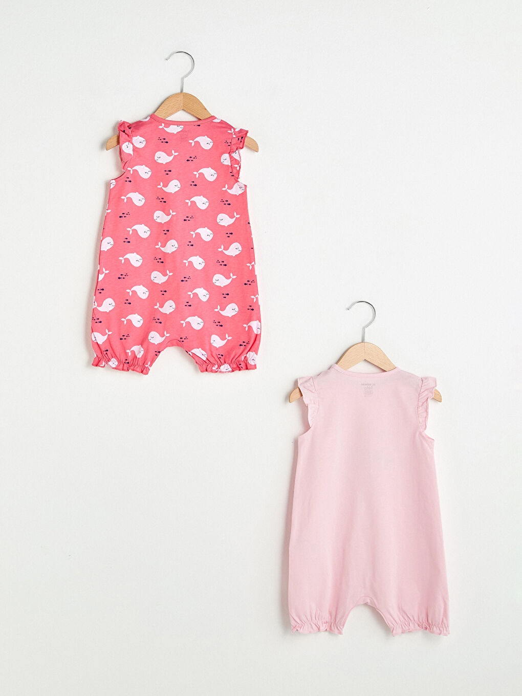 Pembe Bisiklet Yaka Baskılı Pamuklu Kız Bebek Tulum 2'li-1