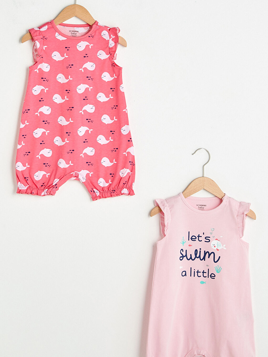 Pembe Bisiklet Yaka Baskılı Pamuklu Kız Bebek Tulum 2'li-2