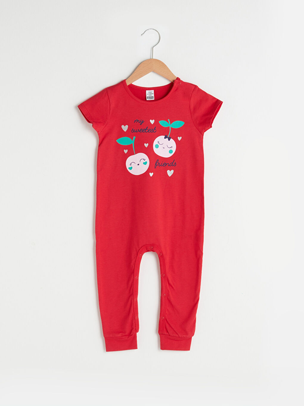 Rundhalsausschnitt Kurzarm Bedruckter Baumwoll-Overall für Baby Mädchen