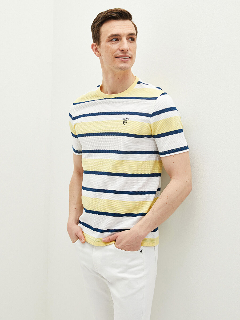 Crew Neck Short Sleeve Striped Jersey Men's T-Shirt-1