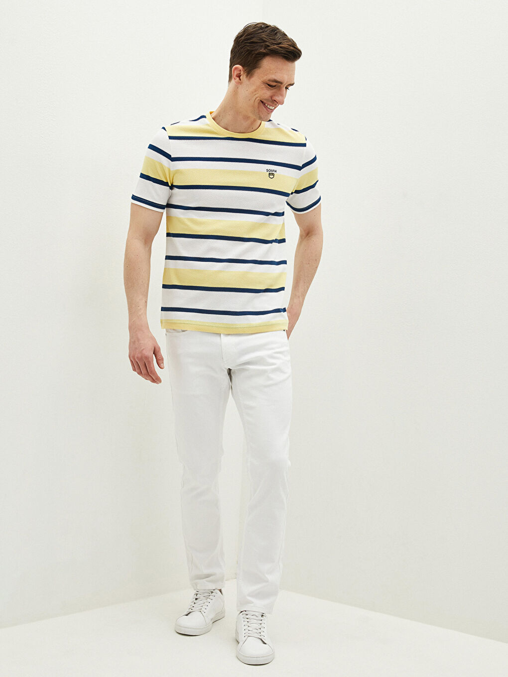 Crew Neck Short Sleeve Striped Jersey Men's T-Shirt-3