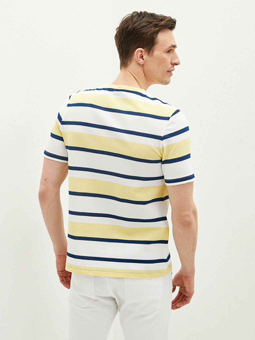 Crew Neck Short Sleeve Striped Jersey Men's T-Shirt-4