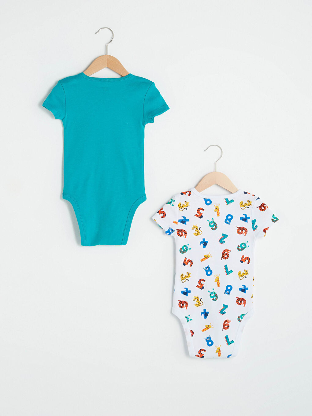 Yeşil Bisiklet Yaka Kısa Kol Baskılı Pamuklu Erkek Bebek Çıtçıtlı Body 2'li-1