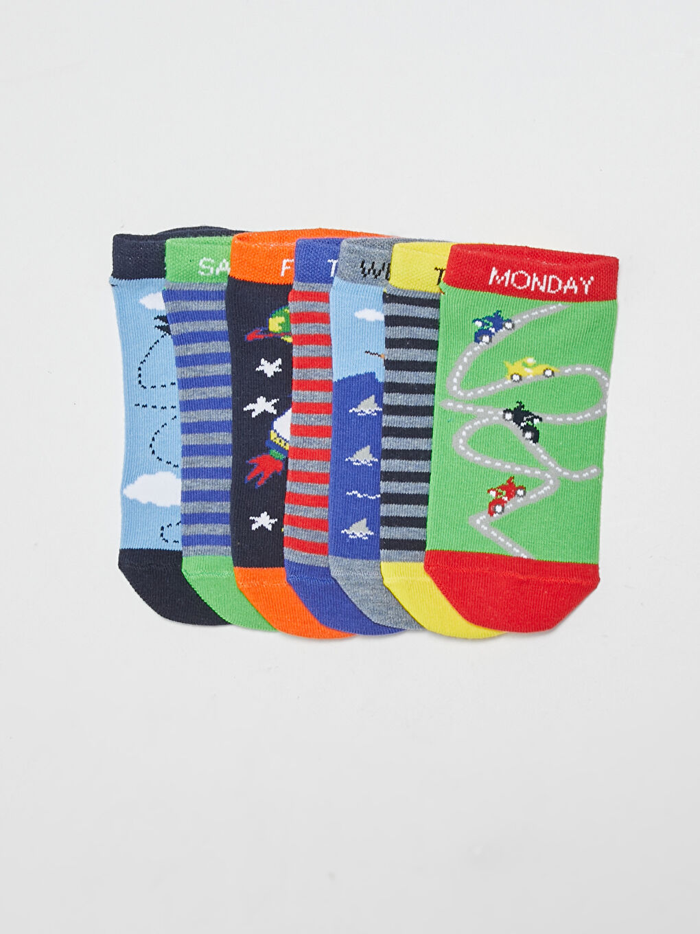 Patterned Boys' Trainer Socks 7 Pack