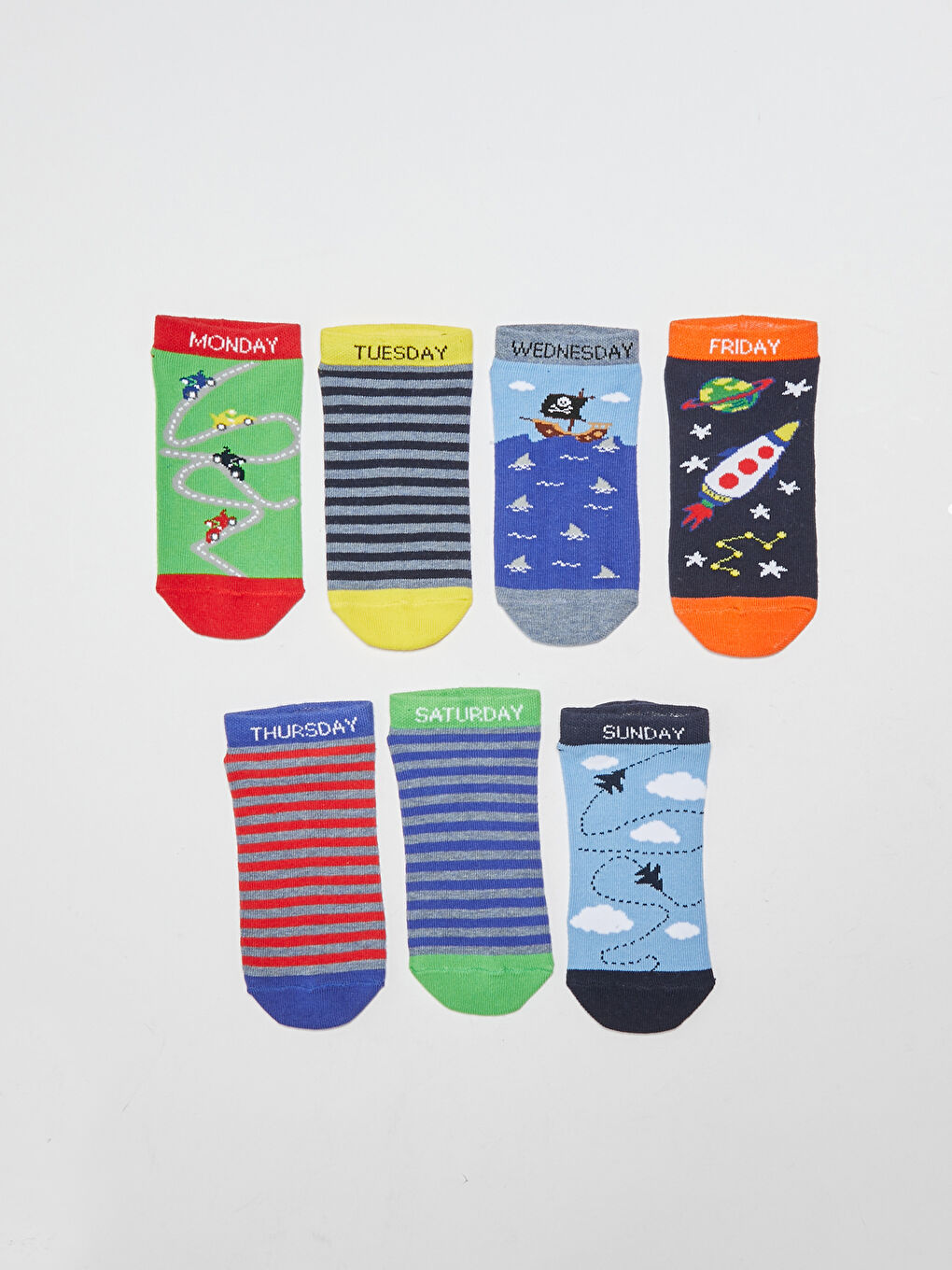 Patterned Boys' Trainer Socks 7 Pack-1