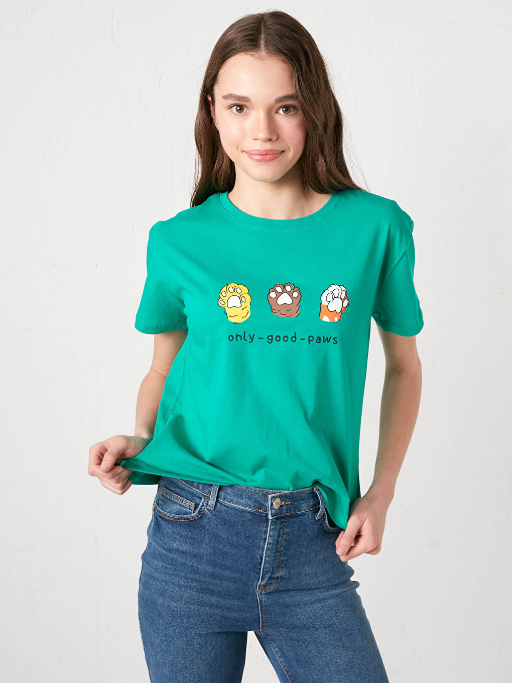 Женская футболка с круглым вырезом и короткими рукавами с принтом