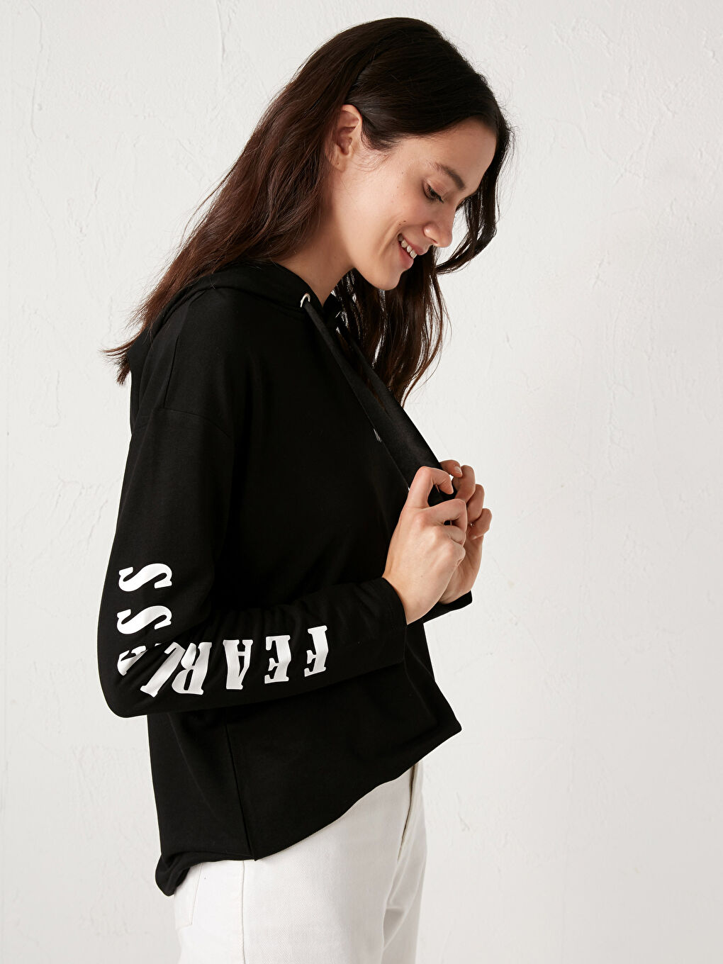 Hooded Slogan Printed Sweatshirt-1