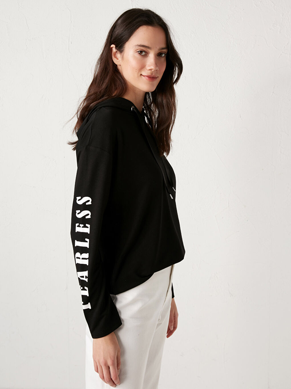Hooded Slogan Printed Sweatshirt-3