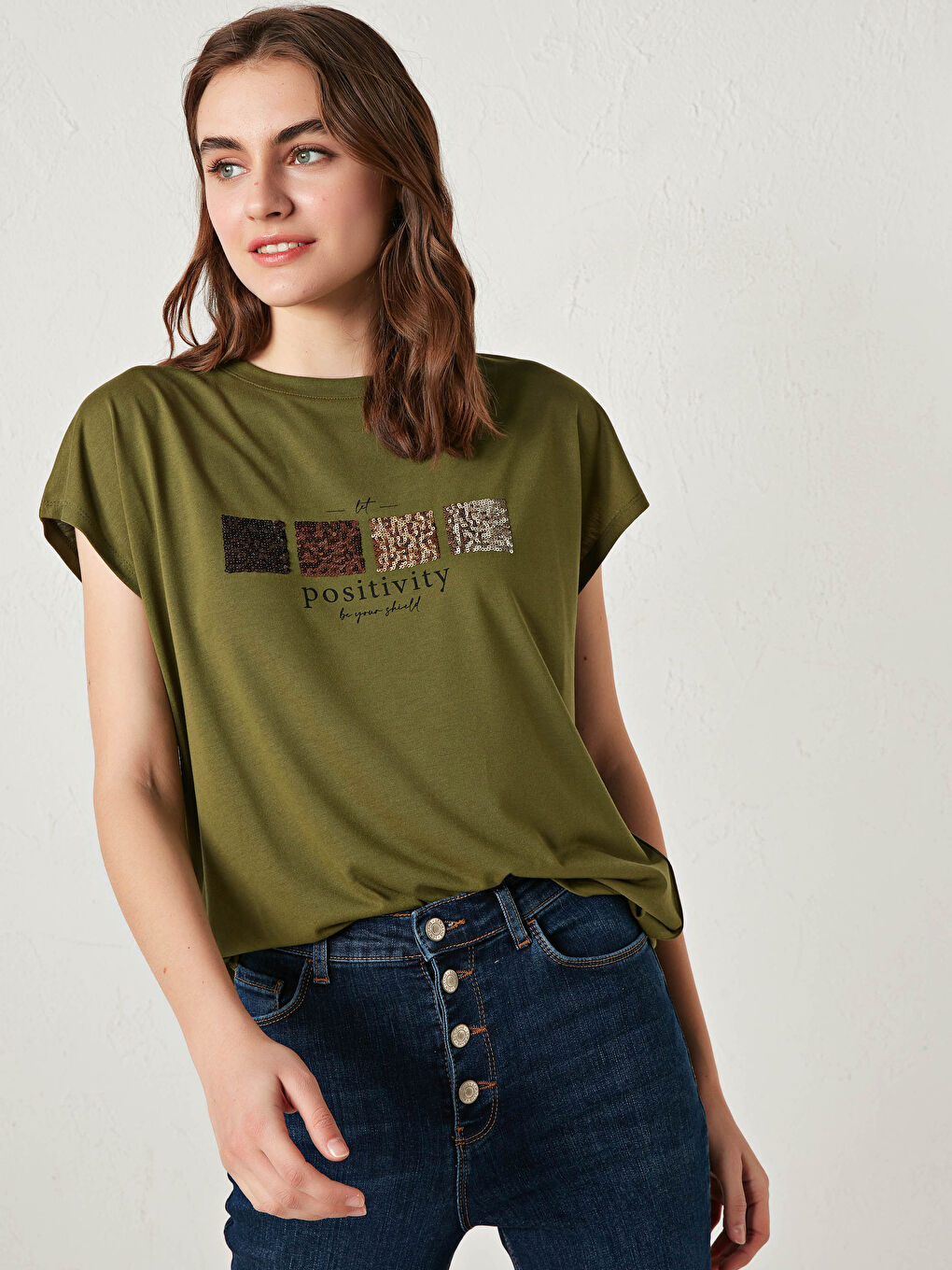 Женская футболка с круглым вырезом и короткими рукавами с принтом-1