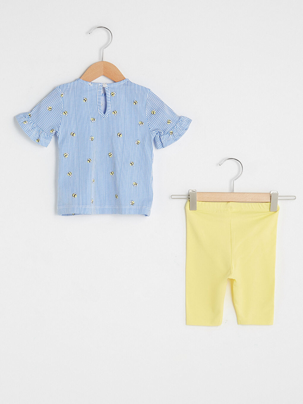 Crew Neck Short Sleeve Patterned Cotton Baby Girl T-Shirt and Tights Set of 2-1