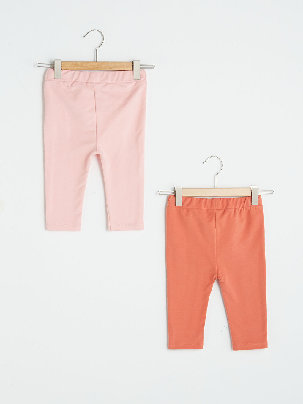 Pembe Beli Lastikli Kız Bebek Pantolon 2'li-1