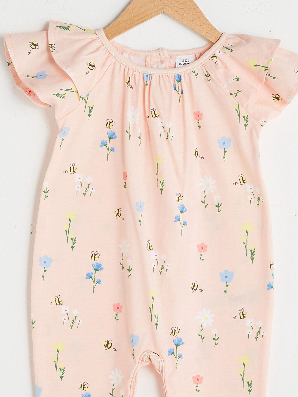 LCW baby Crew Neck Short Sleeve Pattern Baby Girl Jumpsuit -S16755Z1-LT4