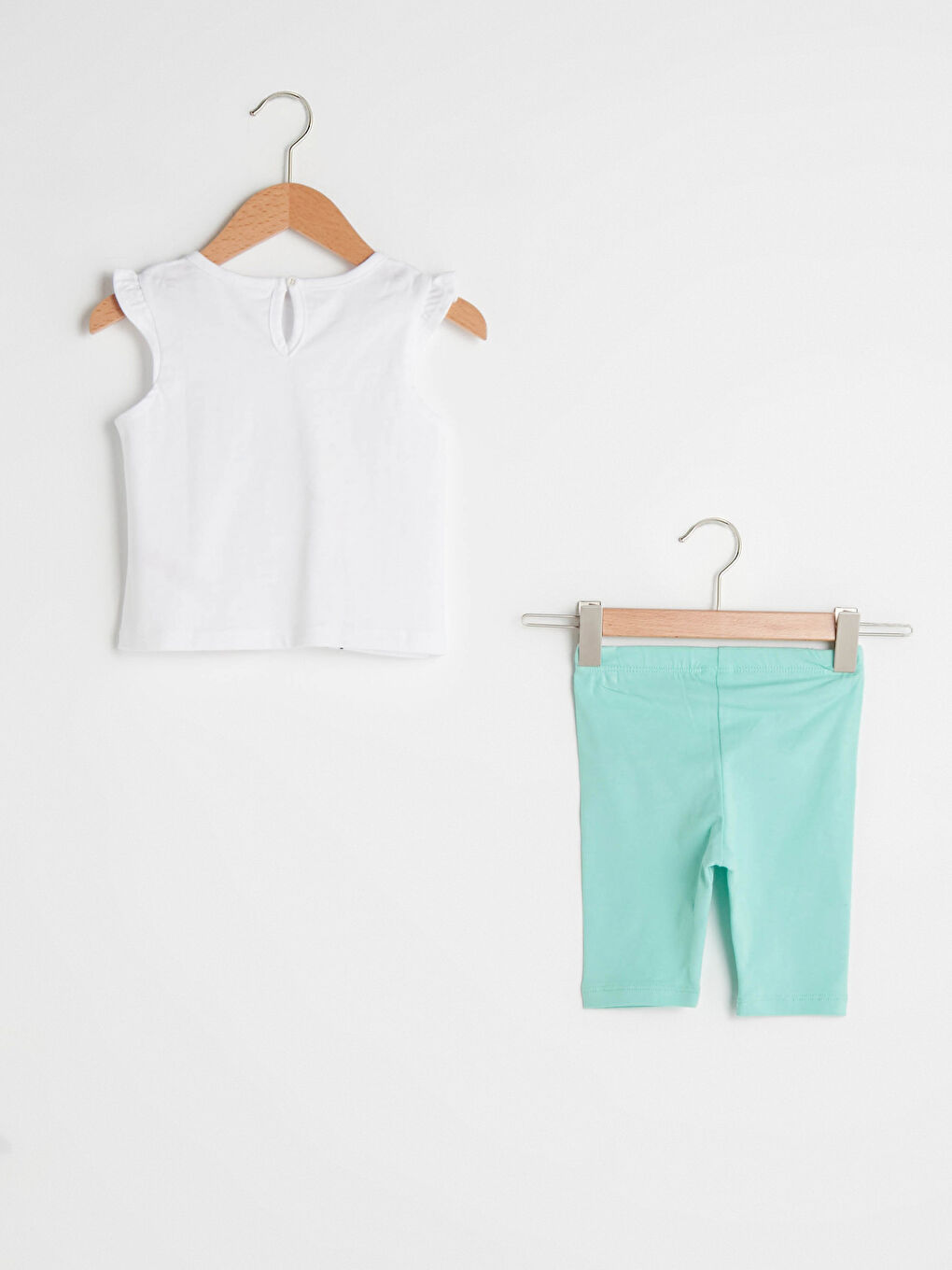 طقم قميص بدون أكمام برقبة دائرية مطبوع من القطن مع بنطال ضيق - مجموعة من قطعتين-1