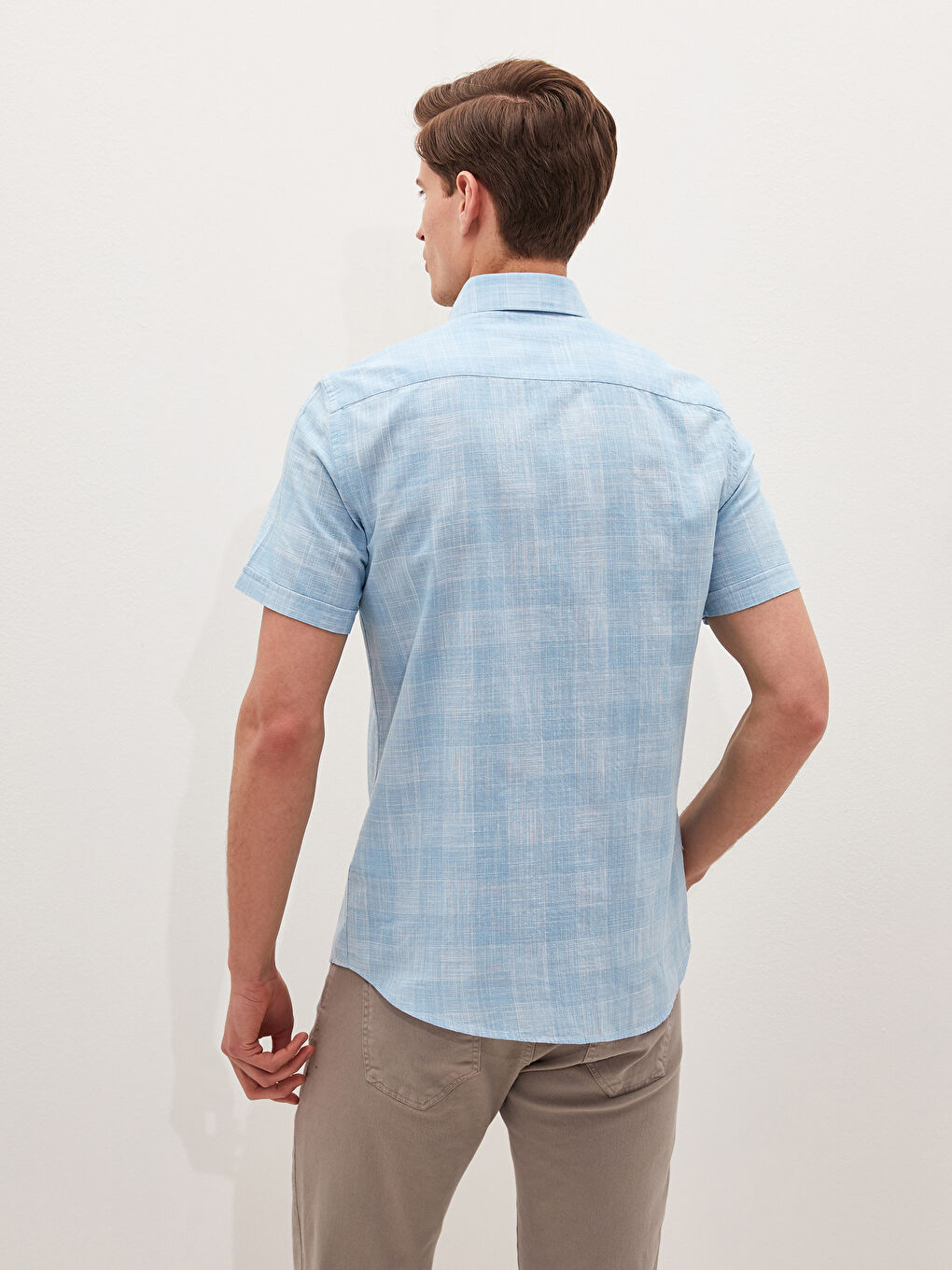 SOUTHBLUE Schmal Geschnittenes Kurzarm-Popeline-Herrenhemd mit Muster -S16814Z8-LPL