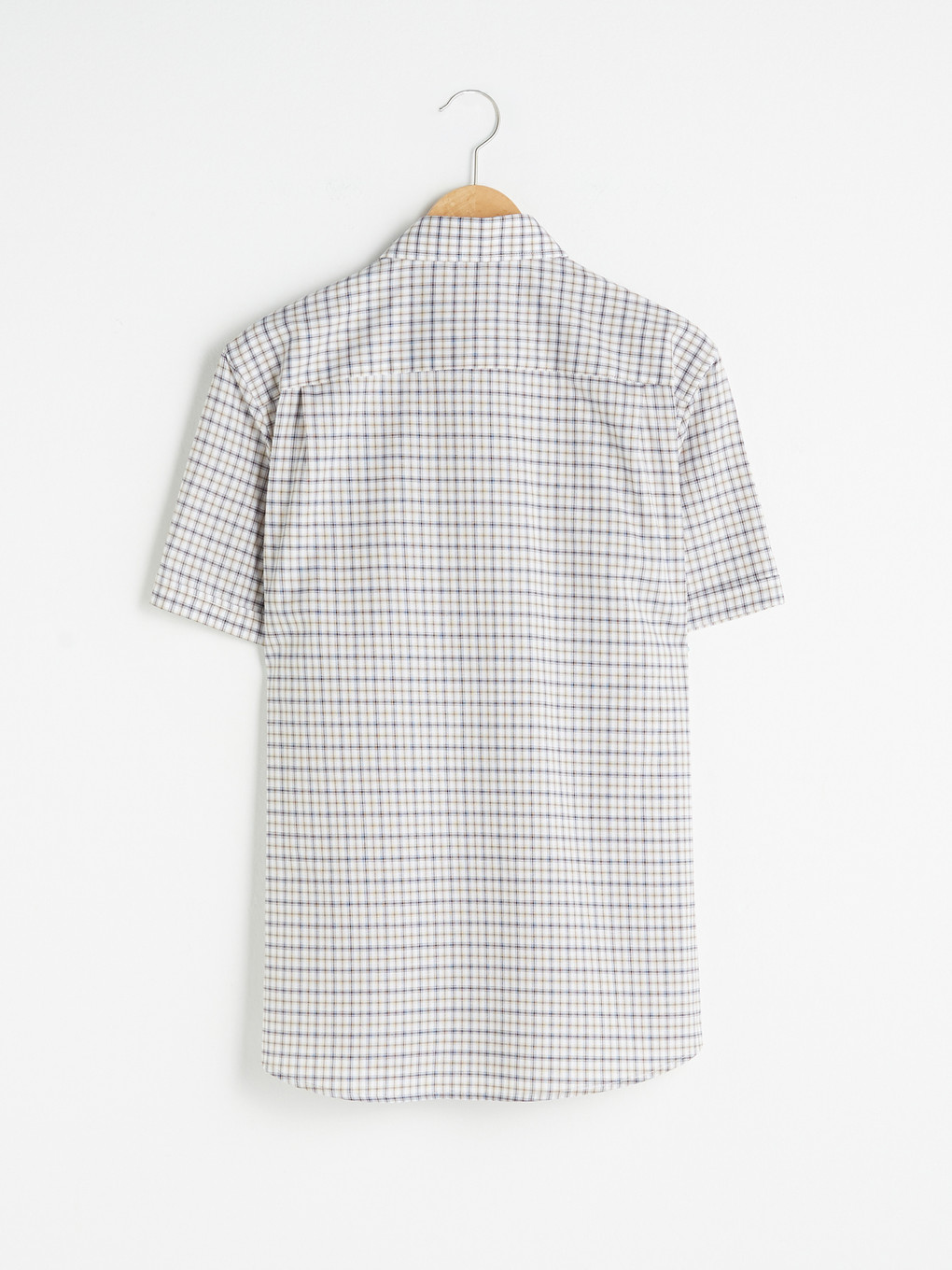 Bej Regular Fit Kısa Kollu Oxford Erkek Gömlek-6