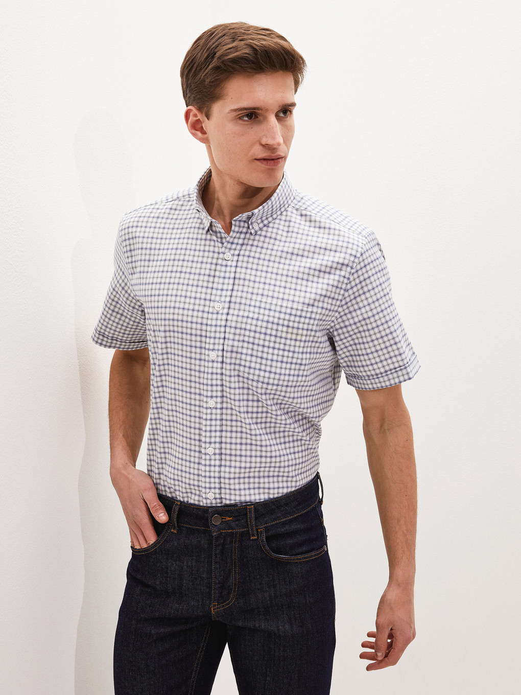 Yeşil Regular Fit Kısa Kollu Oxford Erkek Gömlek-2