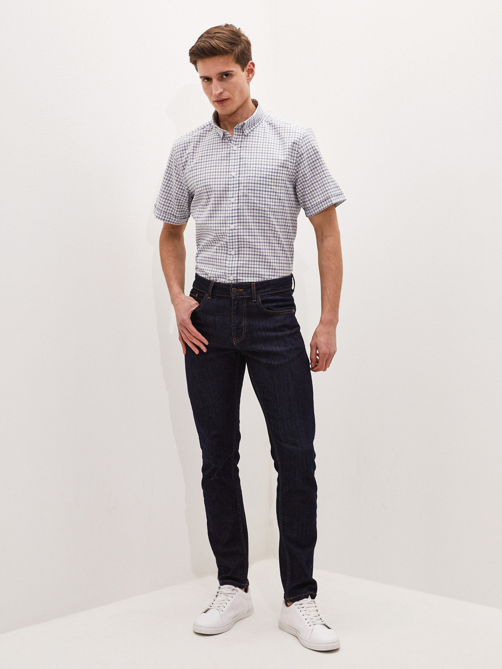 Yeşil Regular Fit Kısa Kollu Oxford Erkek Gömlek-3