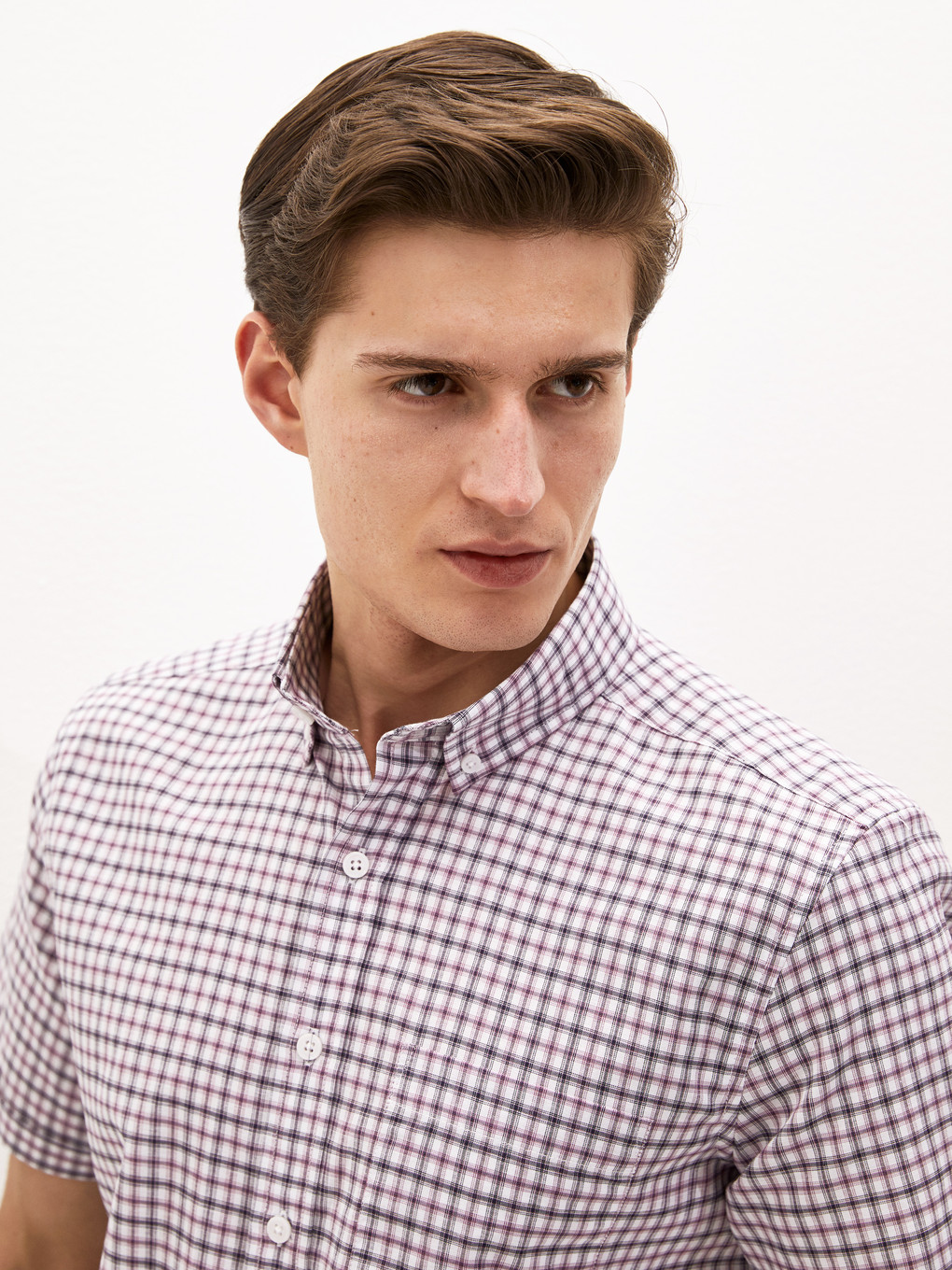 Mor Regular Fit Kısa Kollu Oxford Erkek Gömlek-2