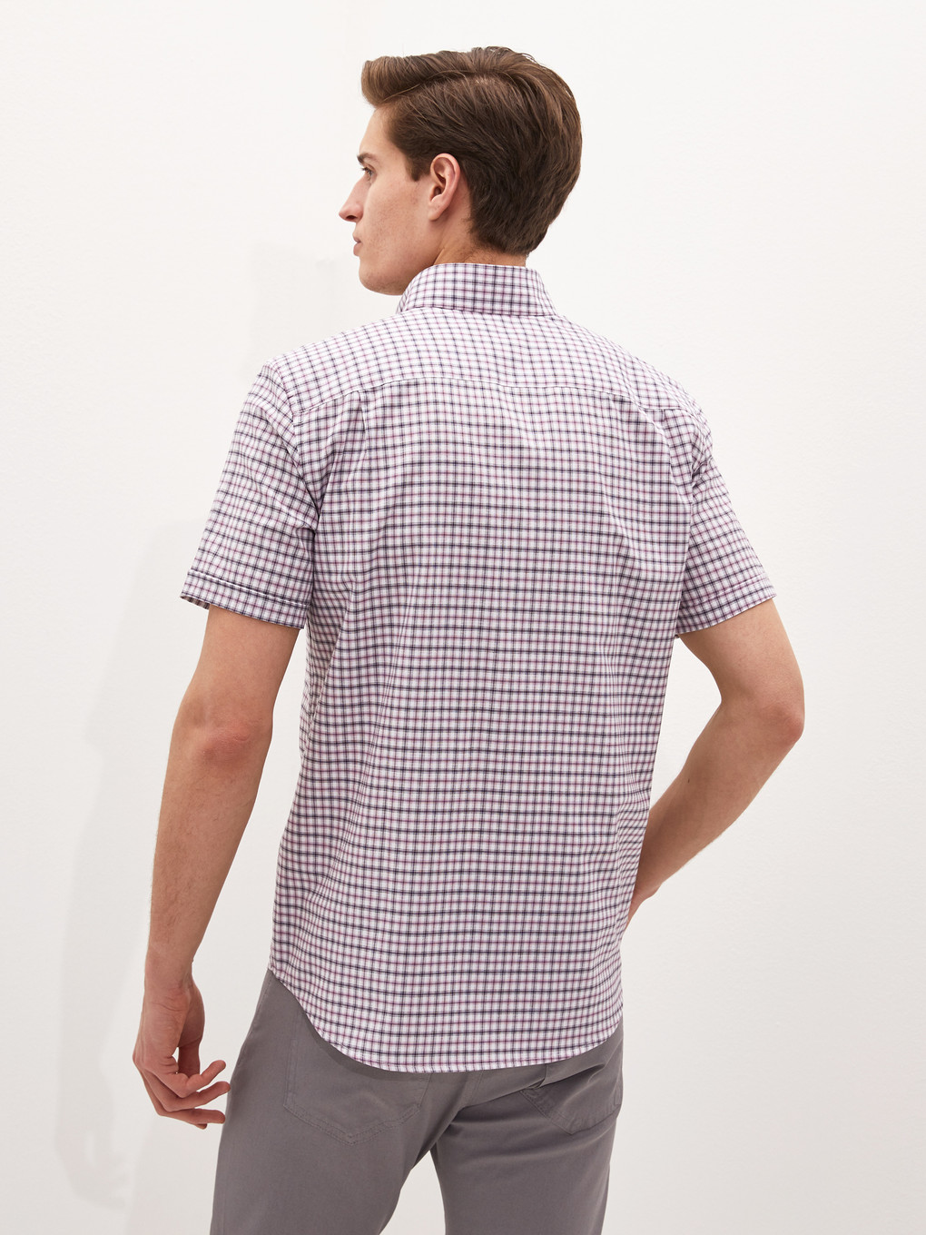 Mor Regular Fit Kısa Kollu Oxford Erkek Gömlek-4
