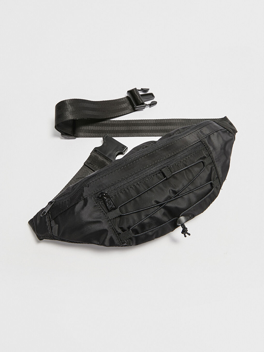 Siyah Fermuarlı İnce Erkek Bel Çantası-4