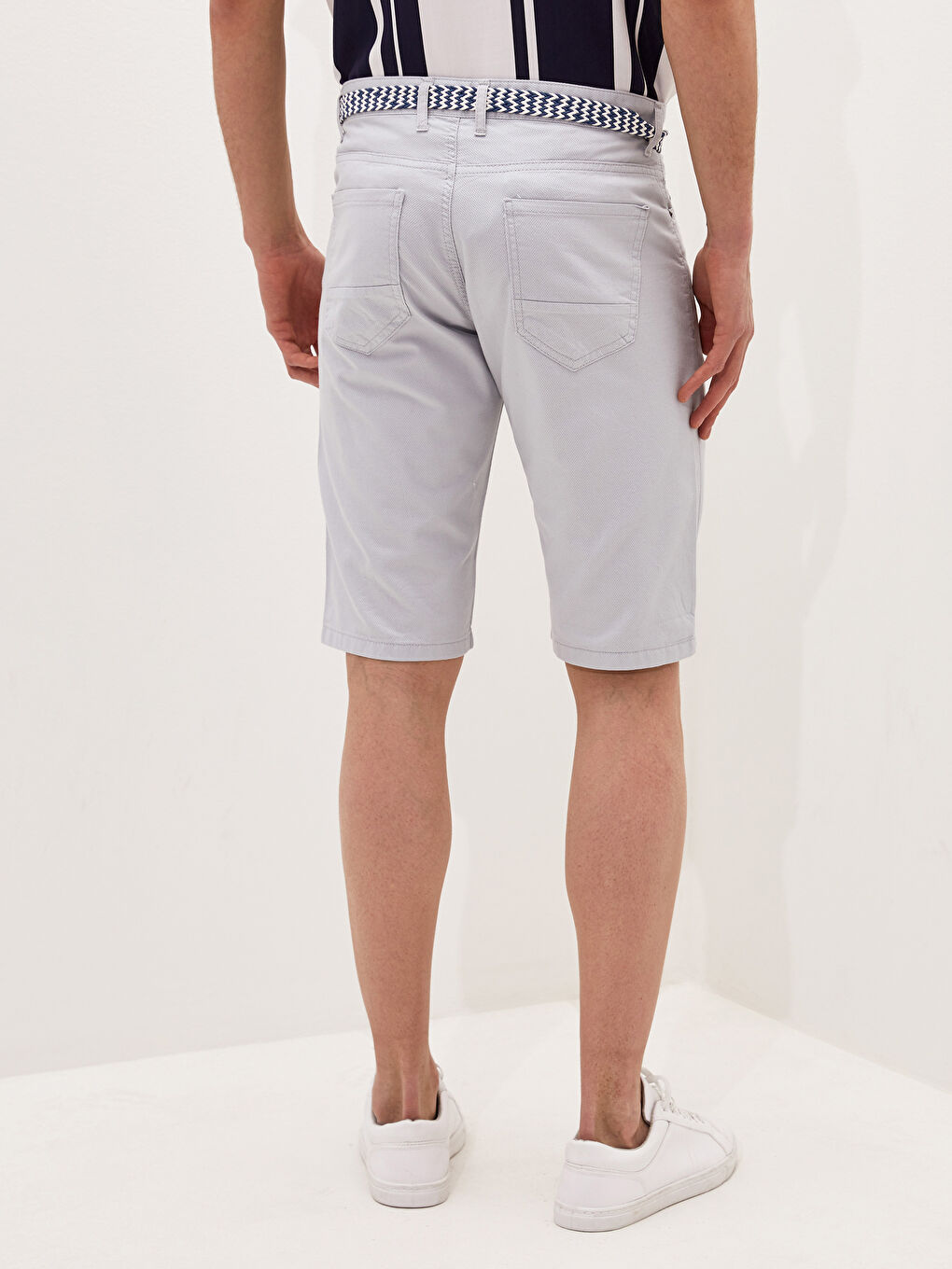 Gri Slim Fit Armürlü Erkek Şort-3