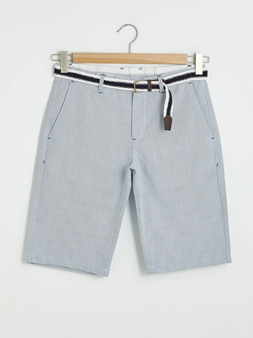 Mavi Slim Fit Kemerli Erkek Şort-5