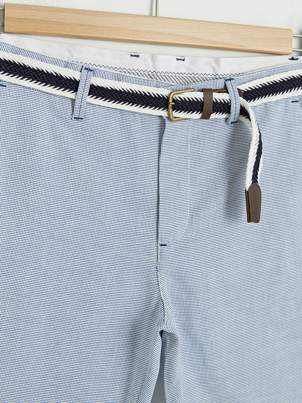 Mavi Slim Fit Kemerli Erkek Şort-7