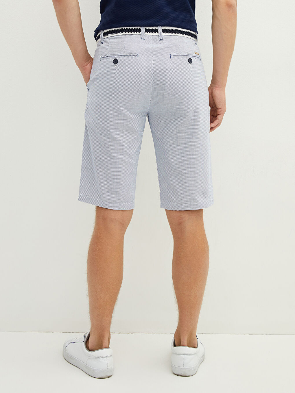 Mavi Slim Fit Kemerli Erkek Şort-4