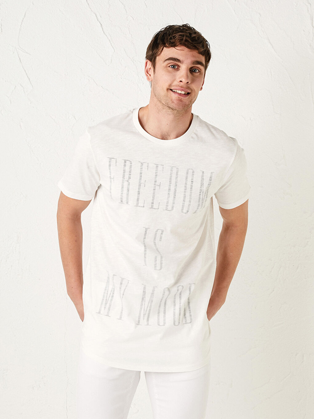 Crew Neck Short Sleeve Printed Combed Cotton Men's T-shirt
