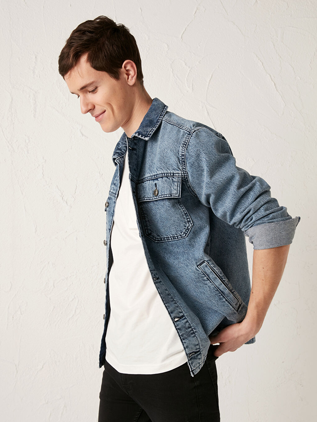 XSIDE Standard Fit Men's Denim Jacket -S16878Z8-H45 - LC Waikiki