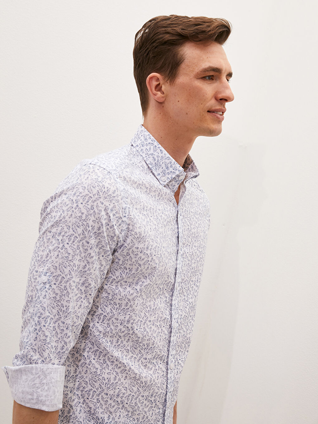 Beyaz Slim Fit Uzun Kollu Poplin Erkek Gömlek-2