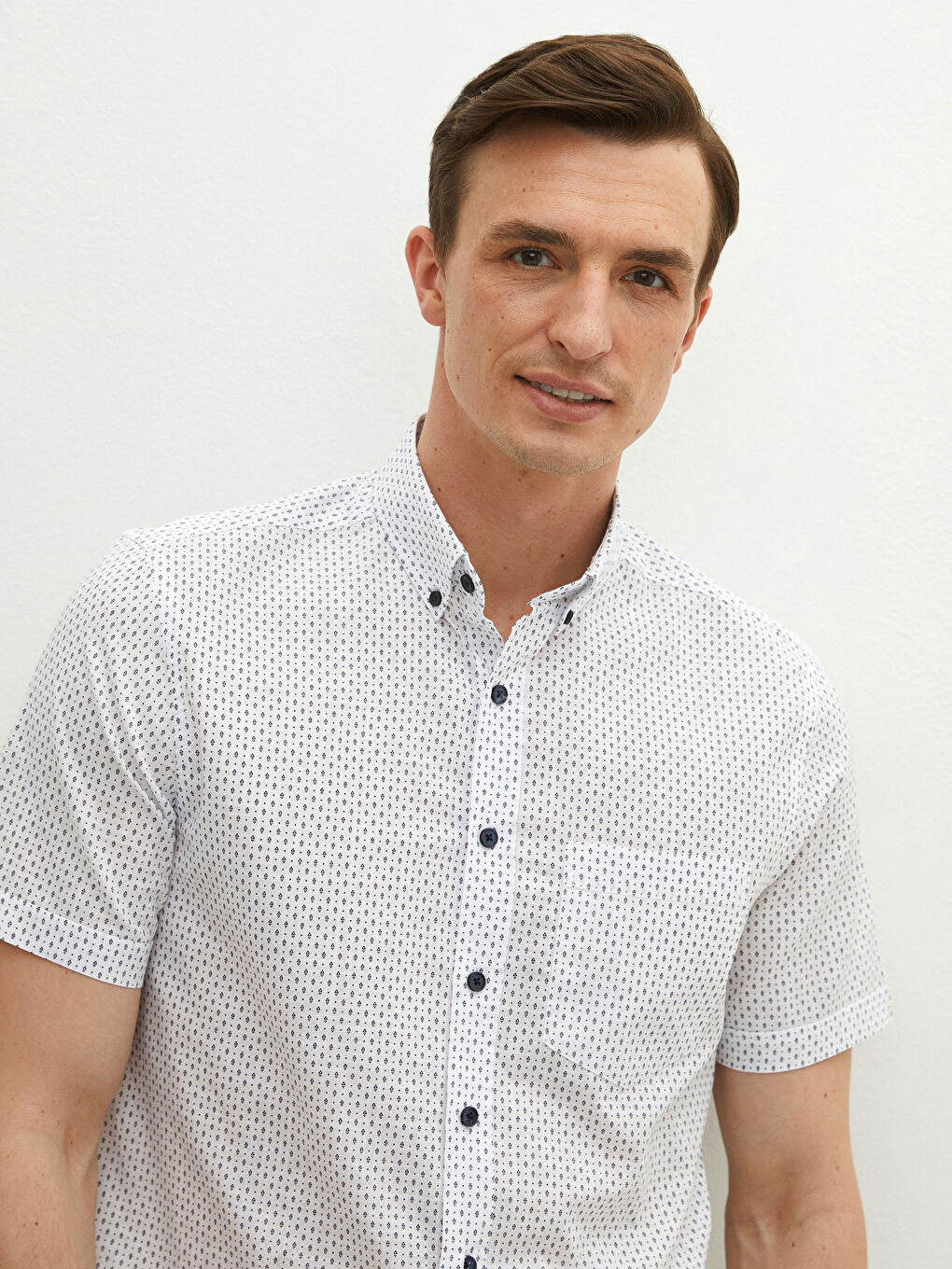 Regular Fit Short Sleeve Patterned Men's Shirt-3