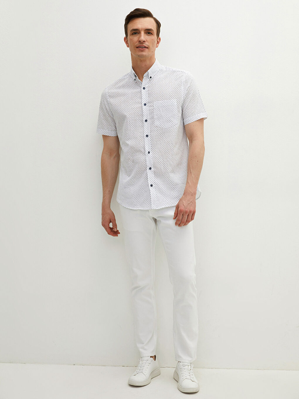 Regular Fit Short Sleeve Patterned Men's Shirt-4