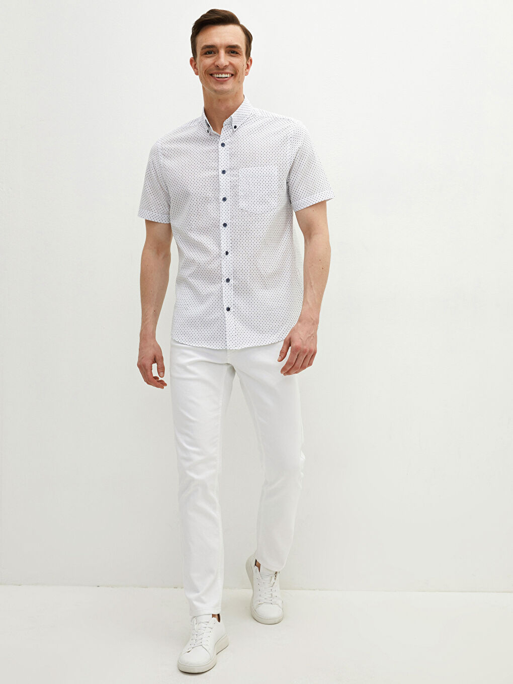 Regular Fit Short Sleeve Patterned Men's Shirt-5