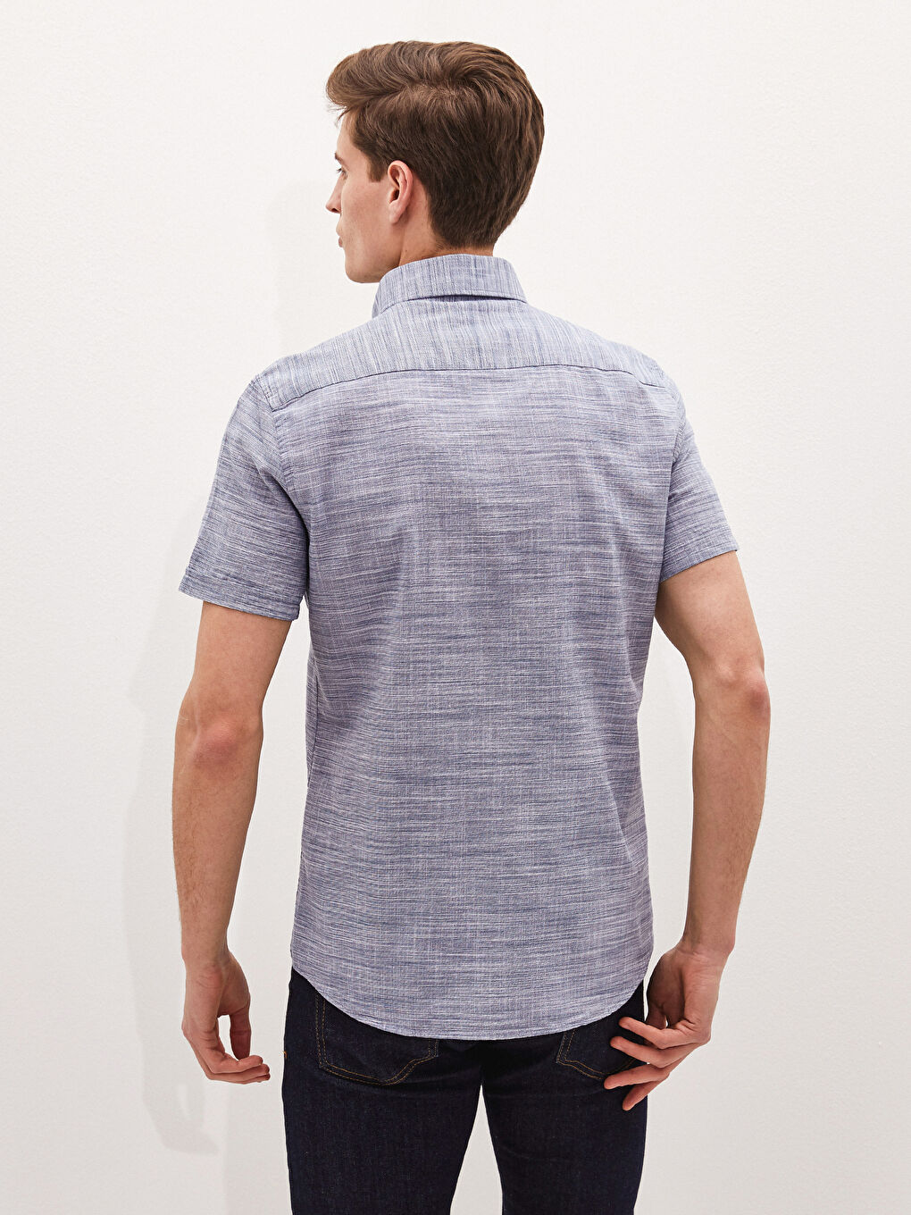 Chemise pour Hommes Slim Fit Manches Courtes en Popeline-2