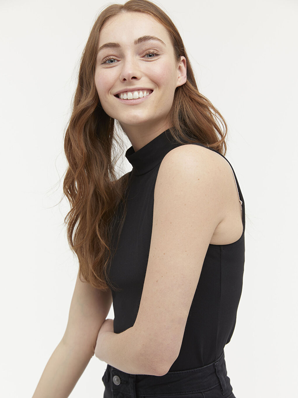 Siyah Düz Kolsuz Bisiklet Yaka Atlet-2