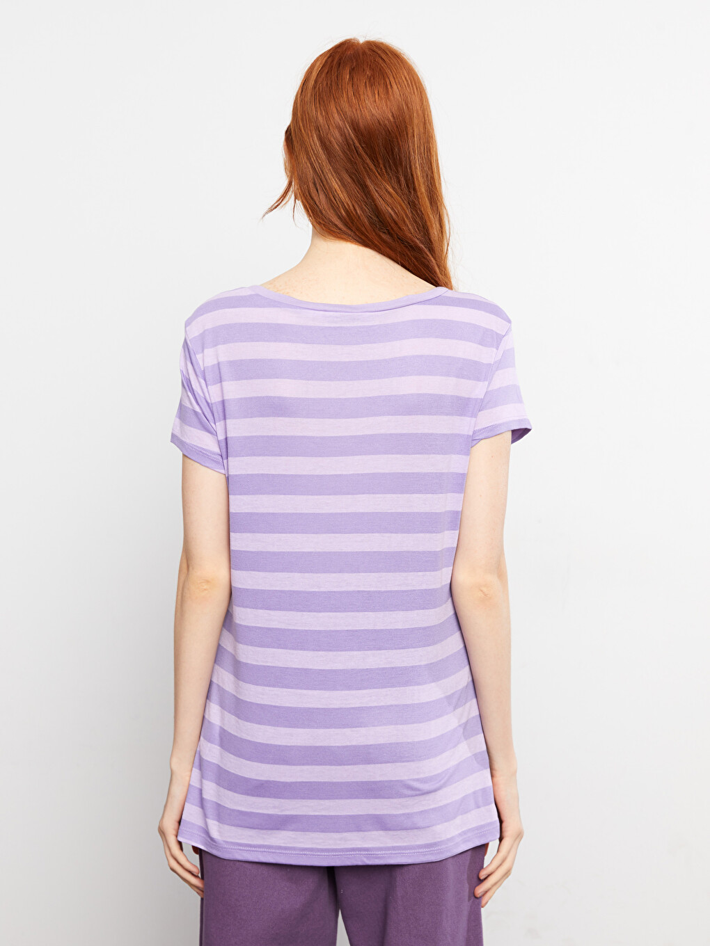 V-neck Striped Short Sleeve Women's T-shirt-8