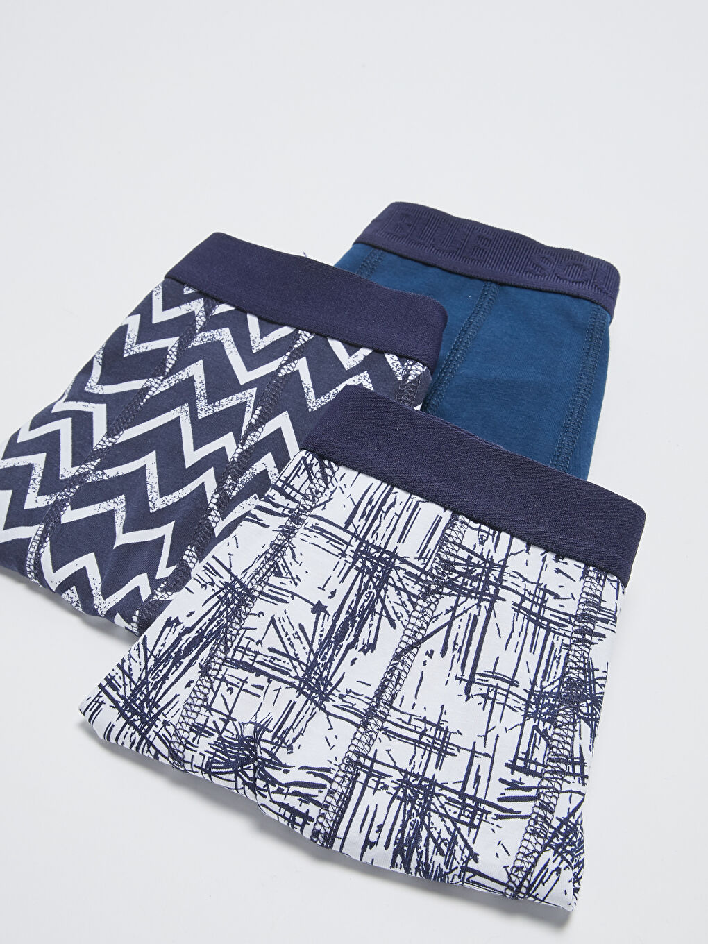 Lacivert Standart Kalıp Pamuklu Esnek Erkek Boxer 3'lü-1